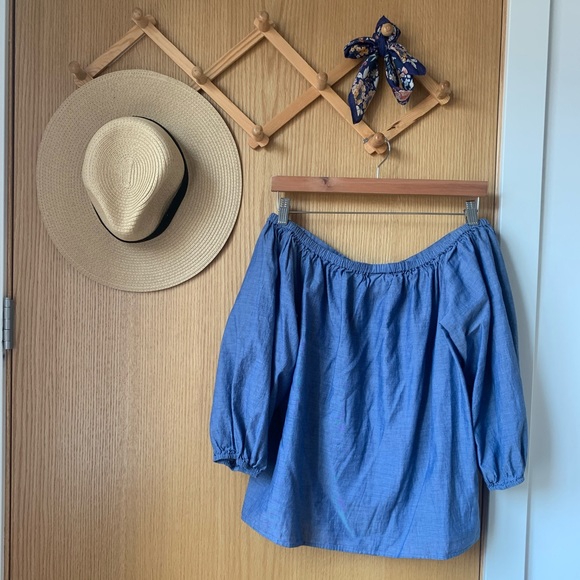 Chambray Off the Shoulder Top - Picture 2 of 6